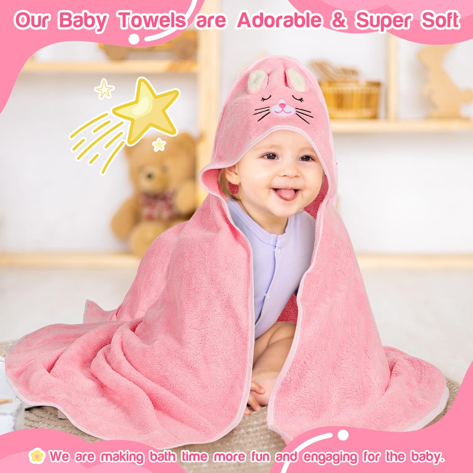 Sublaga machine-washable baby towels stay soft after washing.