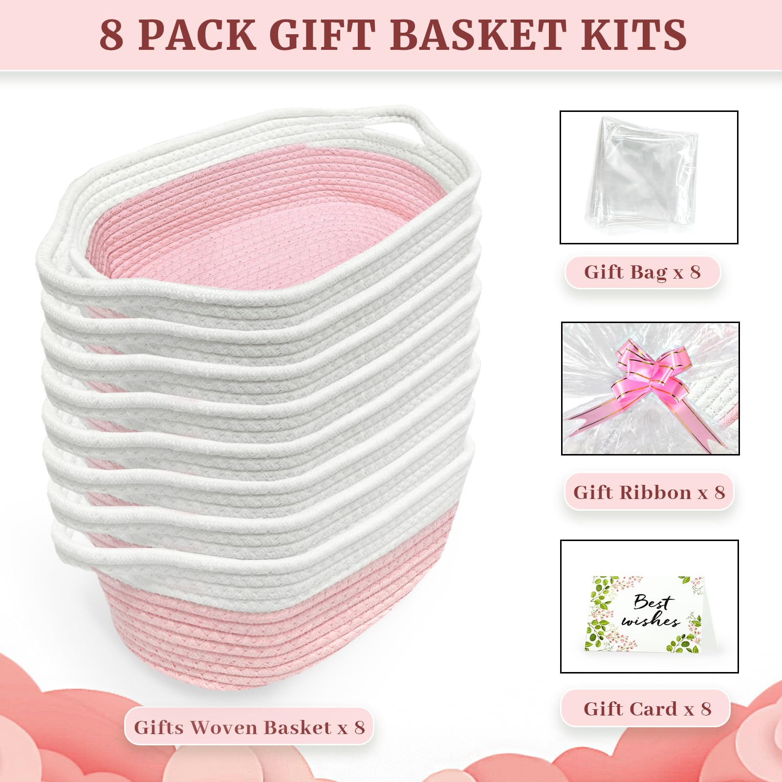 Succwoah cotton rope baskets with reinforced handles for durable everyday use.