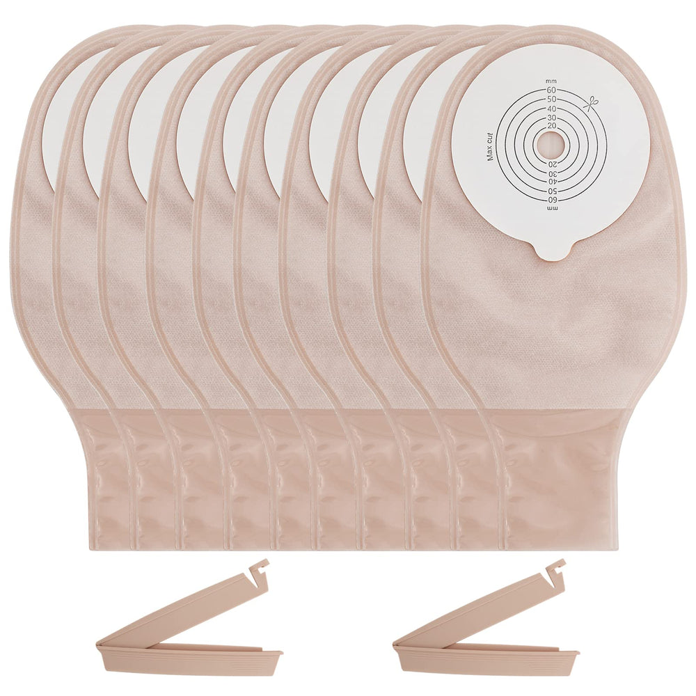SUCONBE ostomy bag drainable one-piece in use, easy emptying and secure fit.