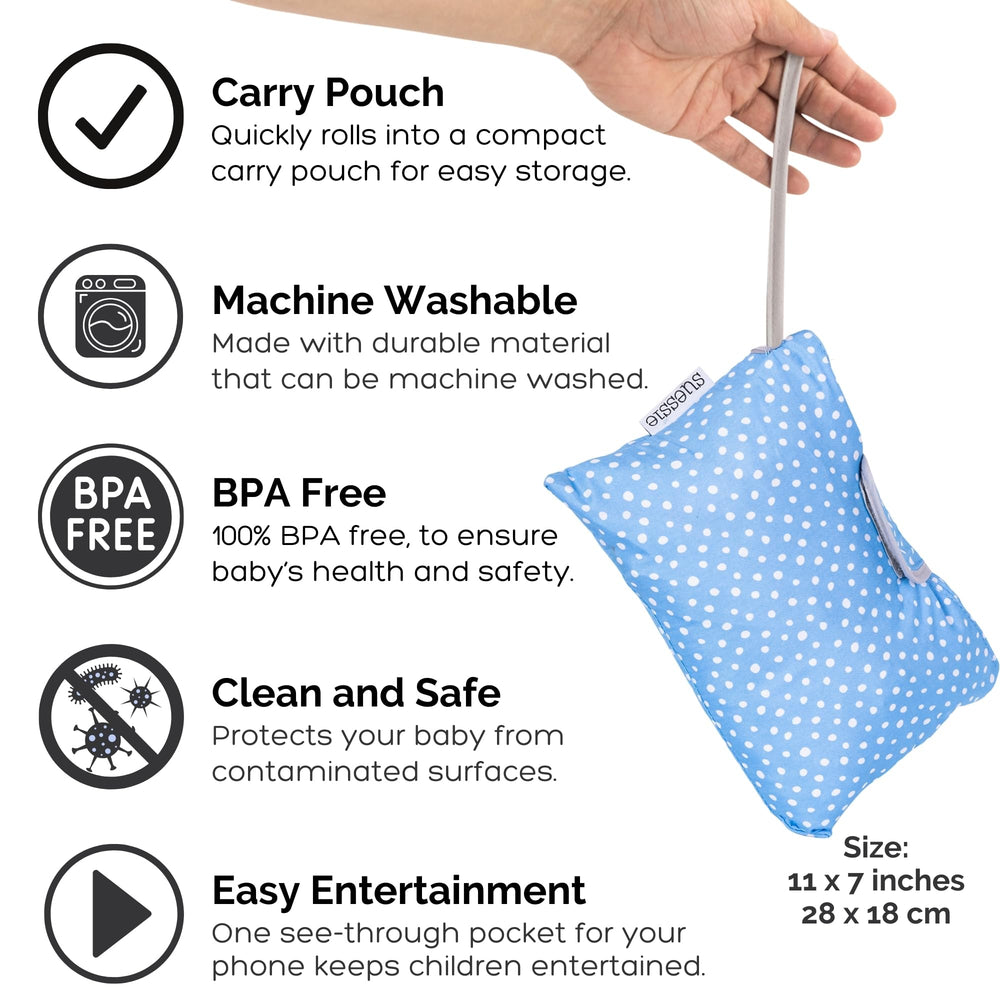Suessie blue dots pocketed design for snacks and toys during shopping