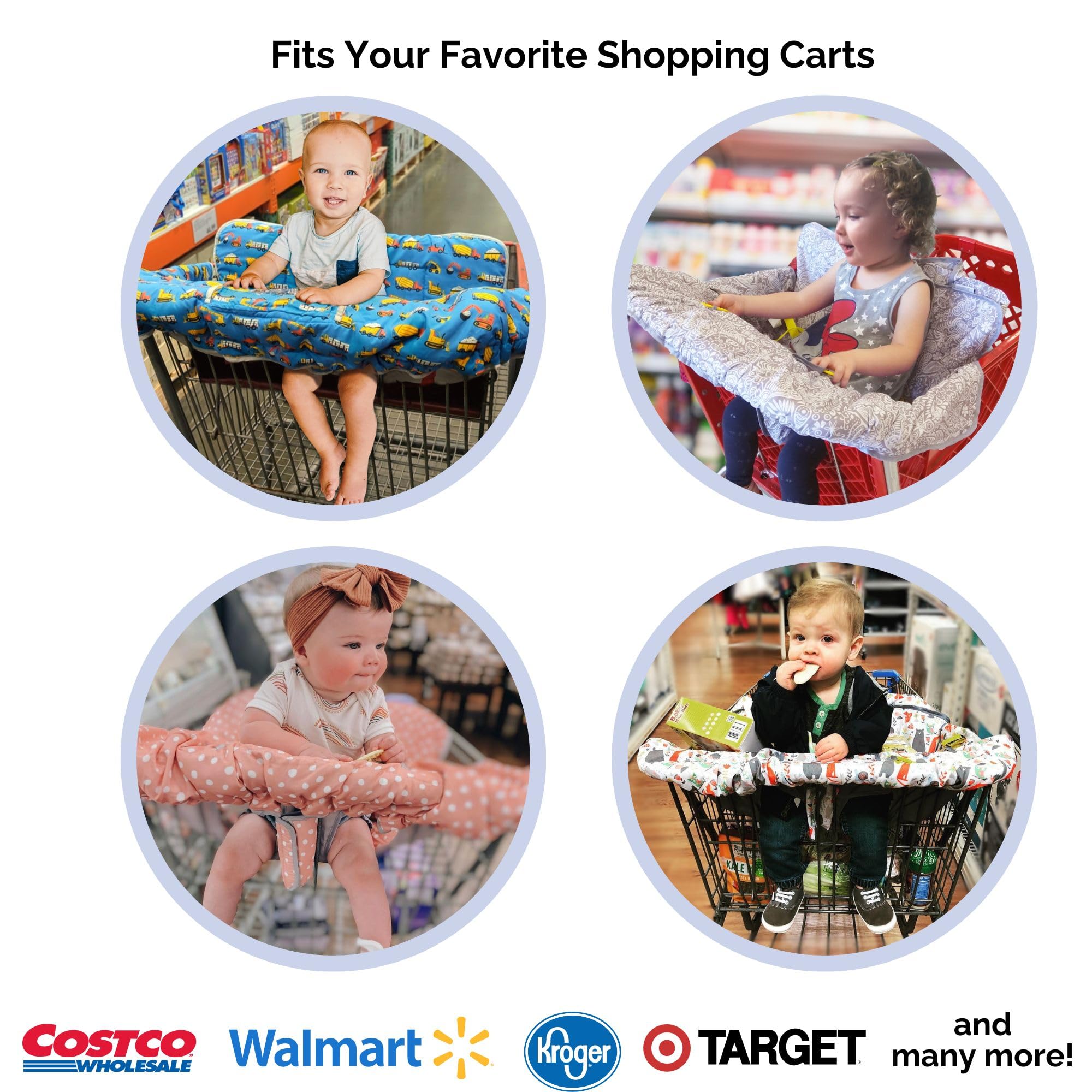 Organized pockets on the Suessie cart cover help store snacks.