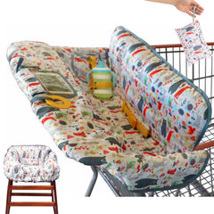 Suessie Forest Animals cart cover protecting baby during shopping trips