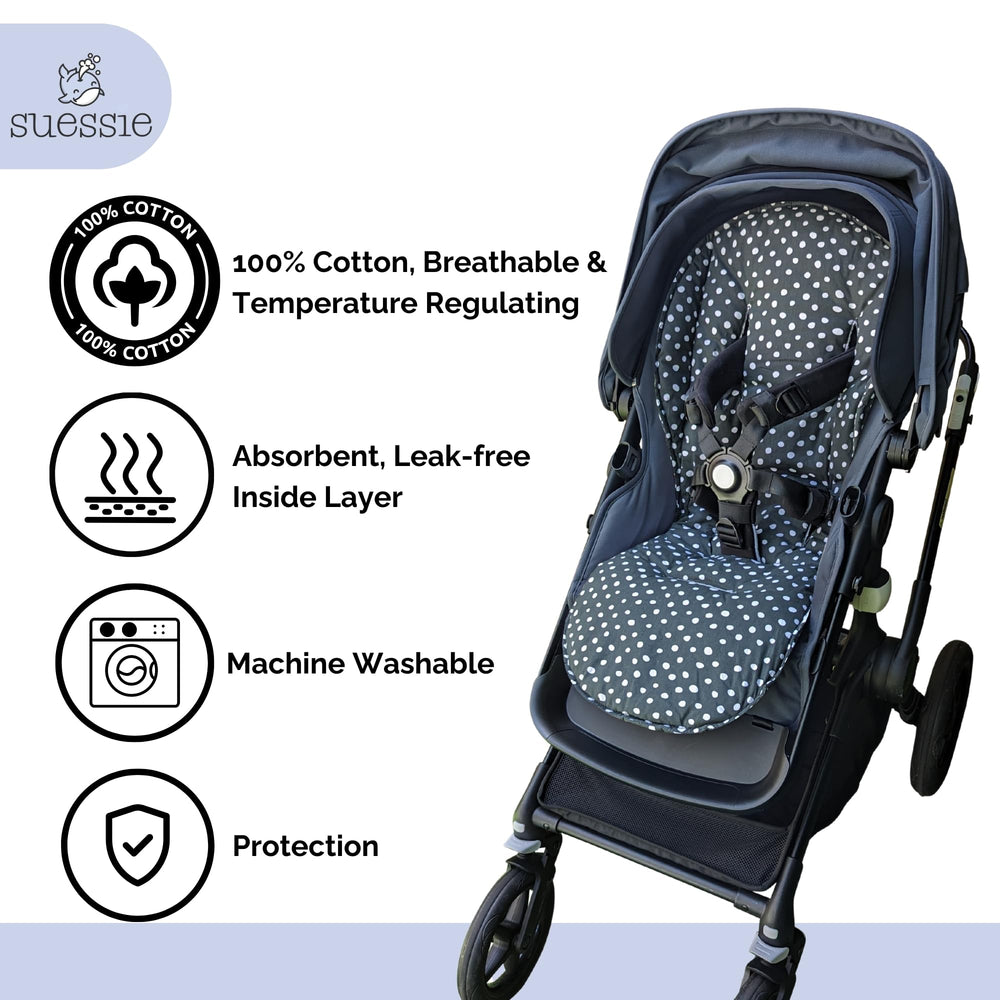 Suessie Stroller Liner reversible-design lets you flip after a spill for quick cleanup.