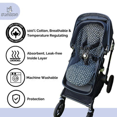 Suessie Stroller Liner reversible-design lets you flip after a spill for quick cleanup.
