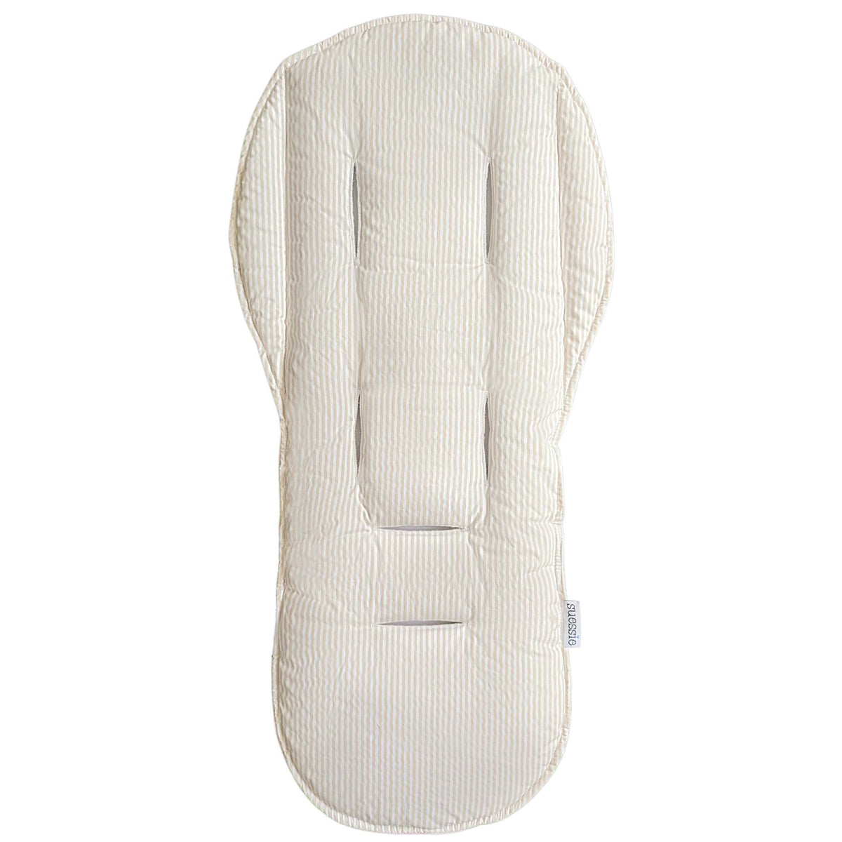 Suessie stroller liner sand stripe fabric close-up highlights breathable cotton texture for baby comfort.