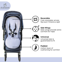 Suessie stroller liner interior absorbent layer guards against leaks and messes.