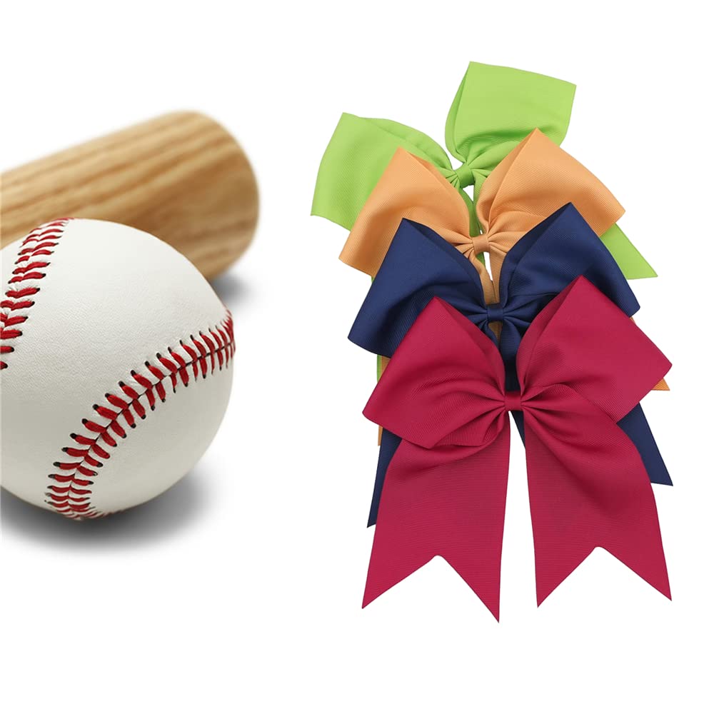 Sugarmelon 8-inch cheer bow closeup highlighting grosgrain texture and clip grip