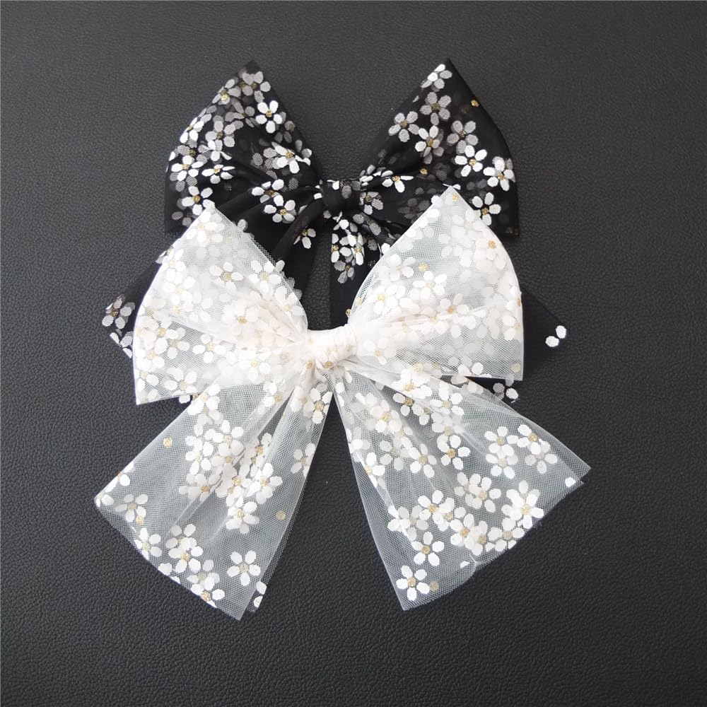 Sugarmelon large tulle bow hair clip for baby girls in black, ideal for party outfits.