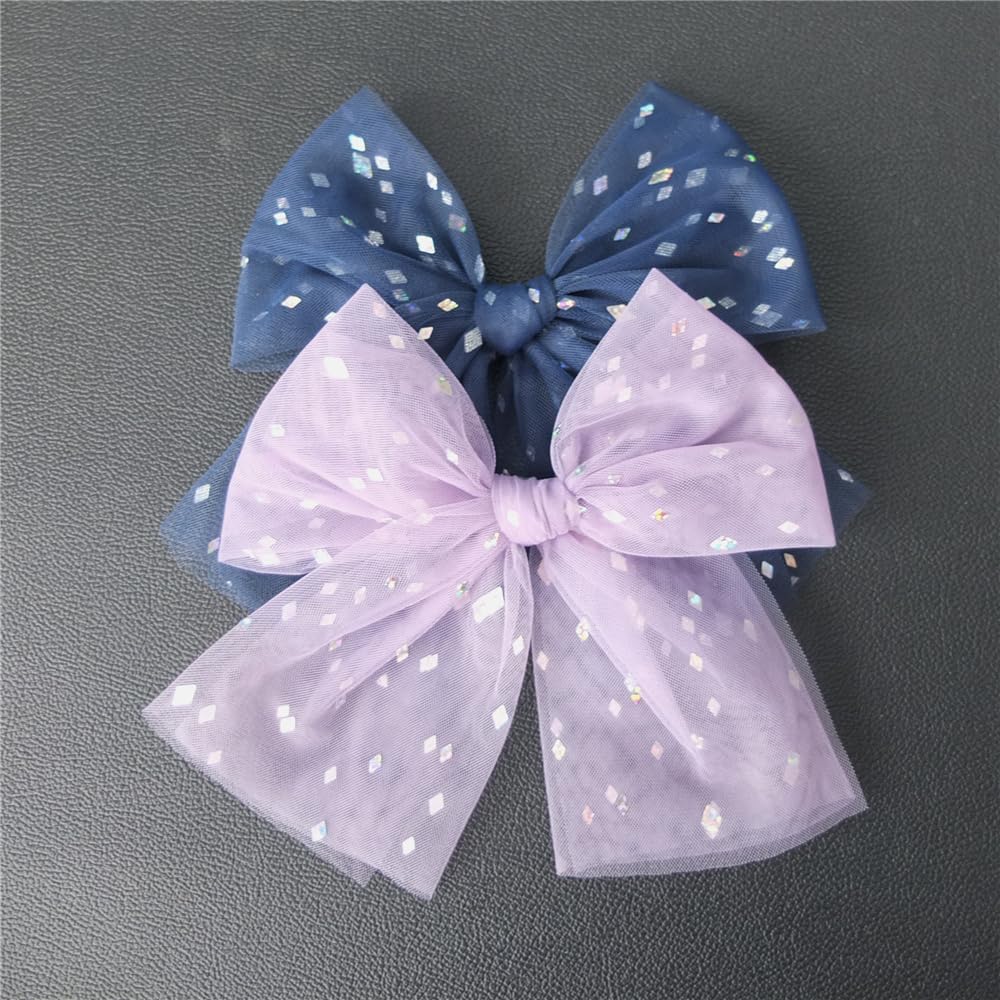 Sugarmelon large tulle bow hair clip side view showing elegant shape