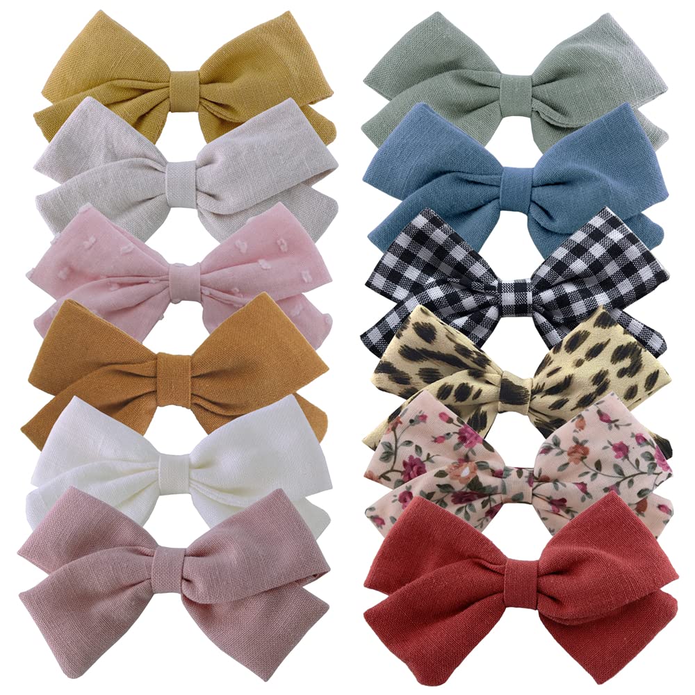 Sugarmelon linen bow classic clip secures baby hair easily for daily outfits.