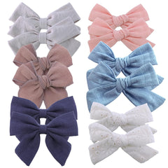 Sugarmelon linen bow hair clip in assorted colors for everyday outfits.