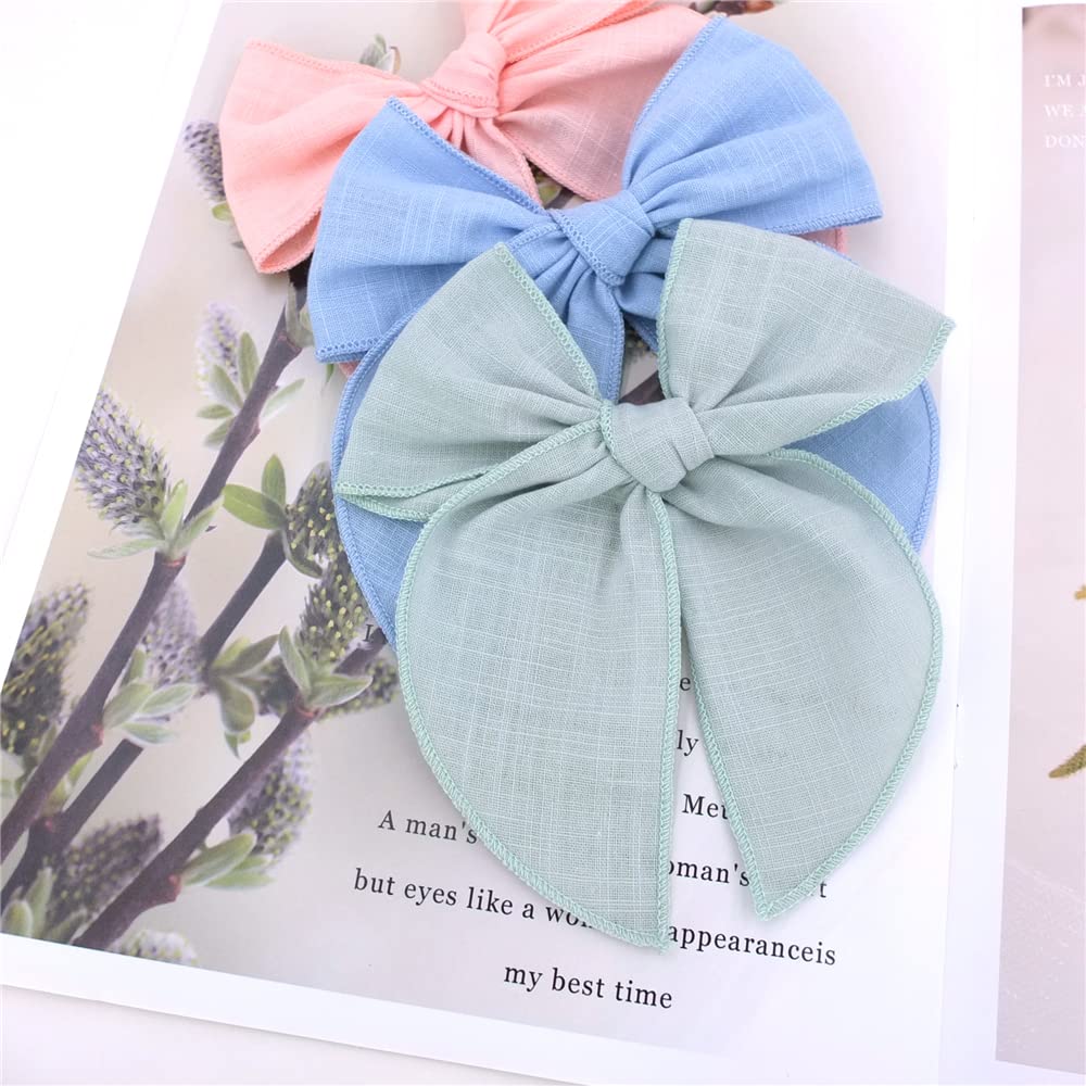 Sugarmelon linen-cotton bow close-up; soft and durable.