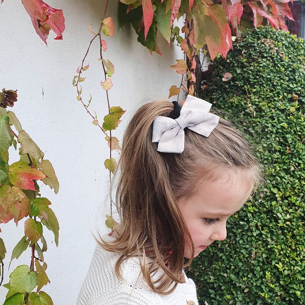 Sugarmelon linen bow hairclip for pigtails keeps bangs tidy.