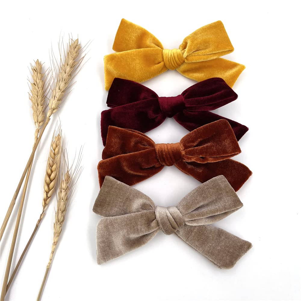Sugarmelon Velvet Bow Clip paired with baby outfits for cute styling