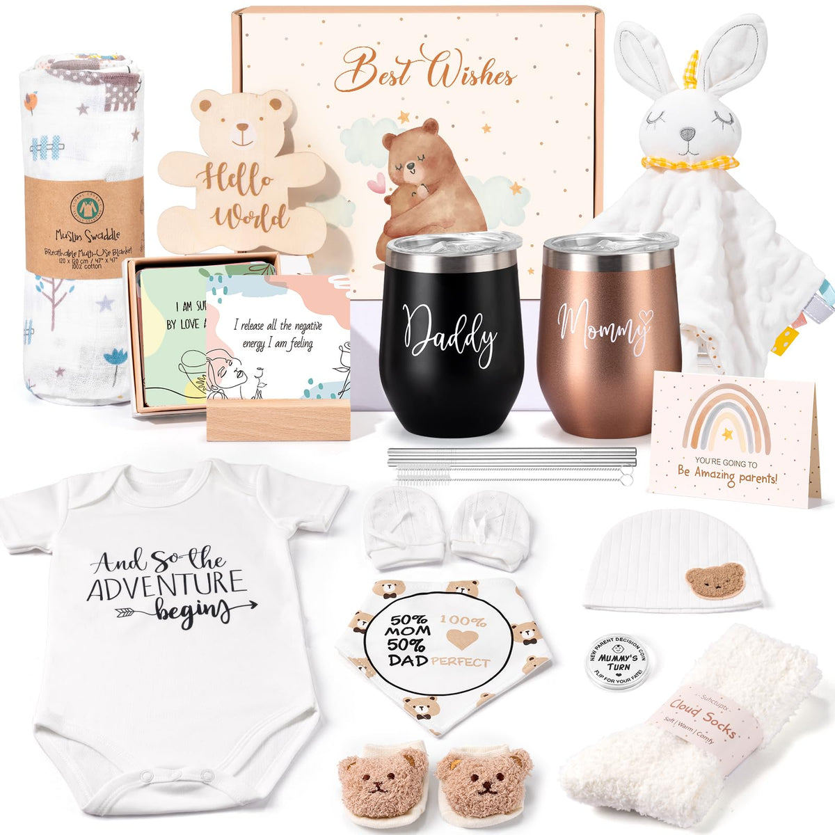 Suhctuptx bear-themed gift set featuring bunny security blanket for soothing nursery moments
