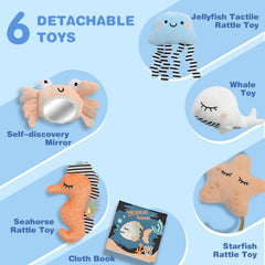 Suihuooo baby gyms with ocean themed toys encourage visual and tactile exploration