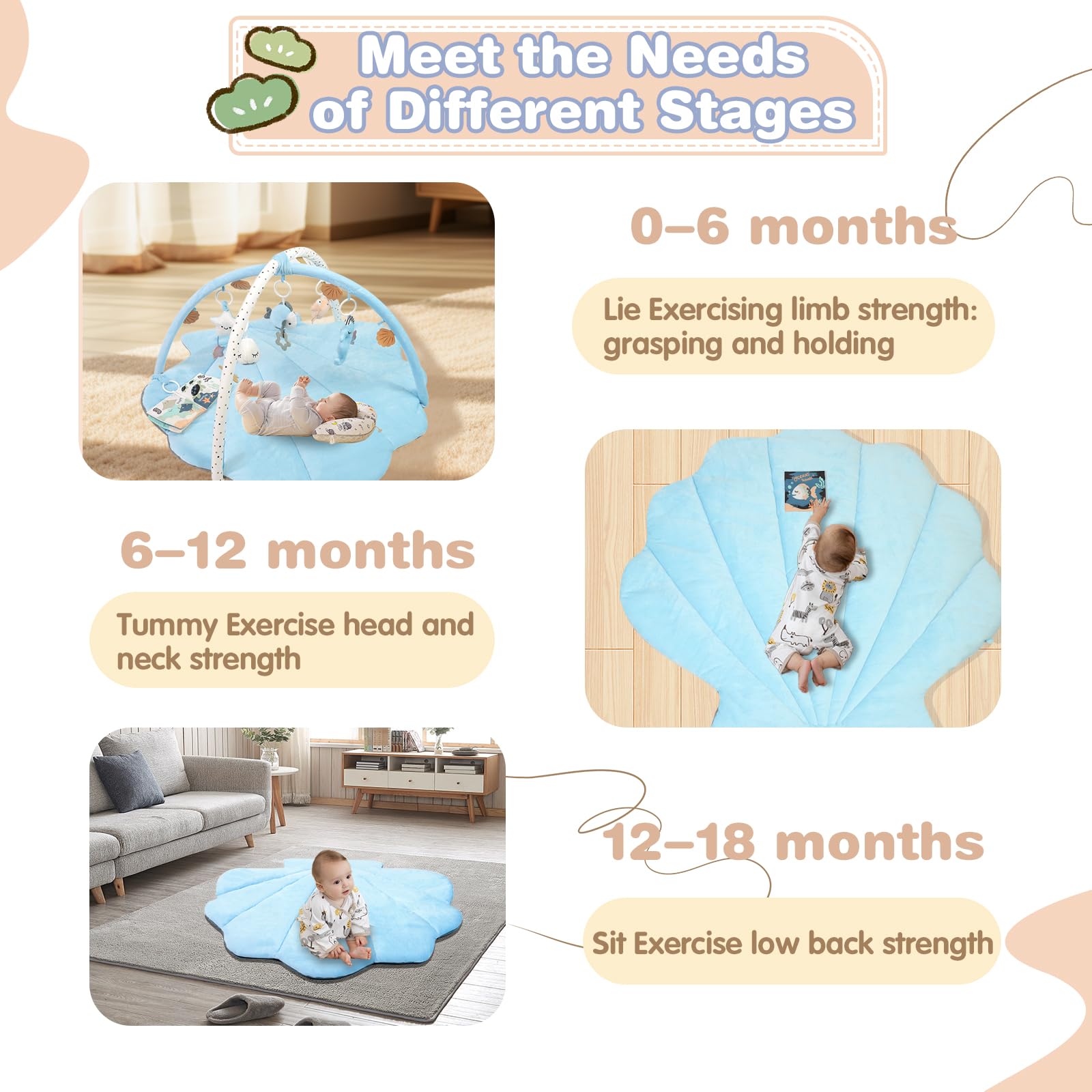 suihuooo tummy time mat on the floor for safe exploration