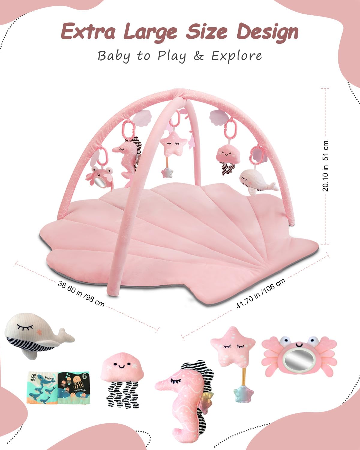 Suihuooo non-slip base keeps the mat securely in place during tummy time.