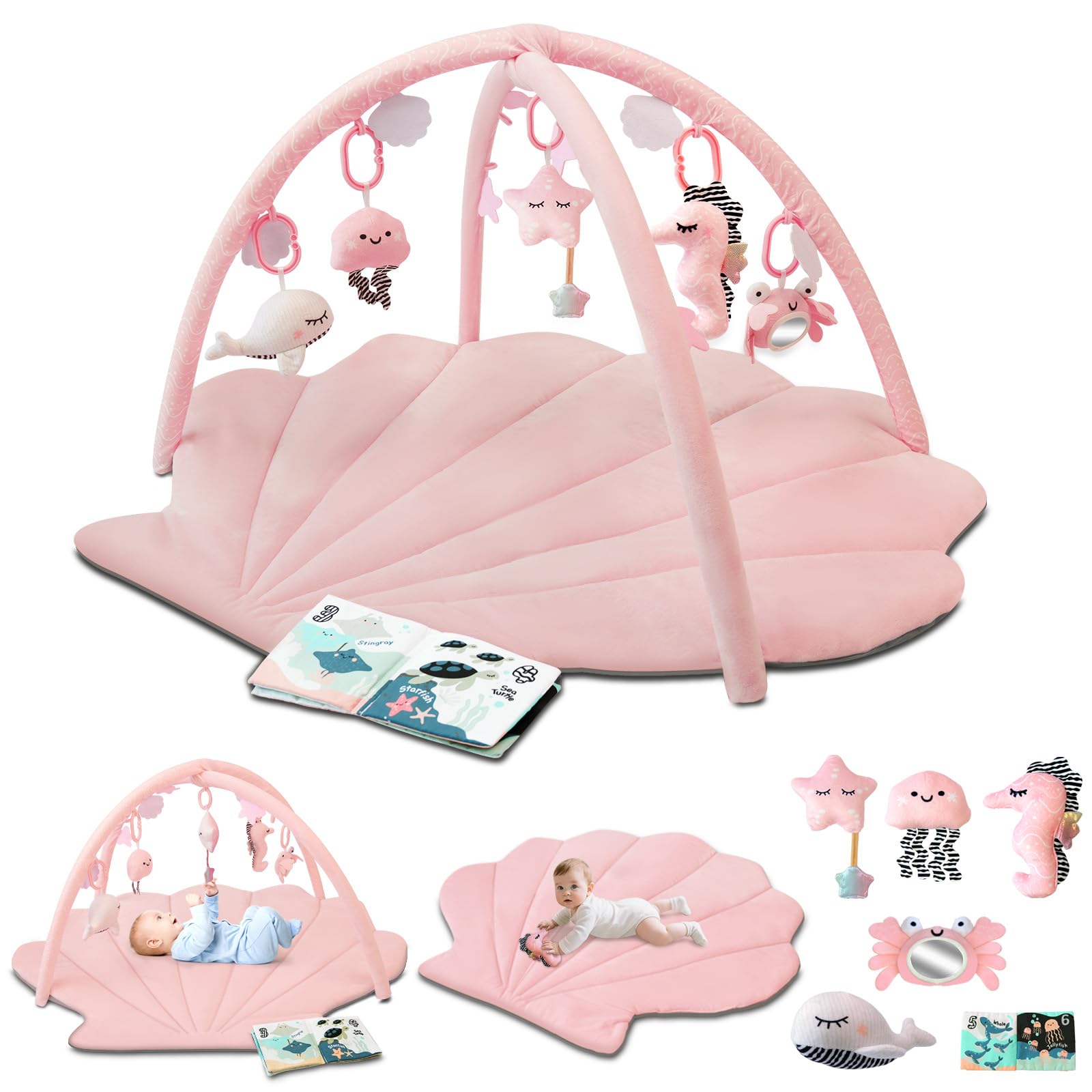 Suihuooo baby play gym mat oversize tummy time for comfortable exploration.