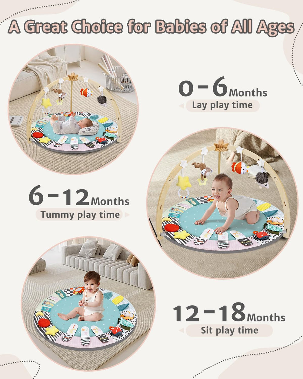 Suihuooo Baby Play Gym soft fabric is machine washable for easy cleaning.