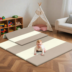 Suihuooo baby play mat laid flat on floor, easy to clean and comfortable.