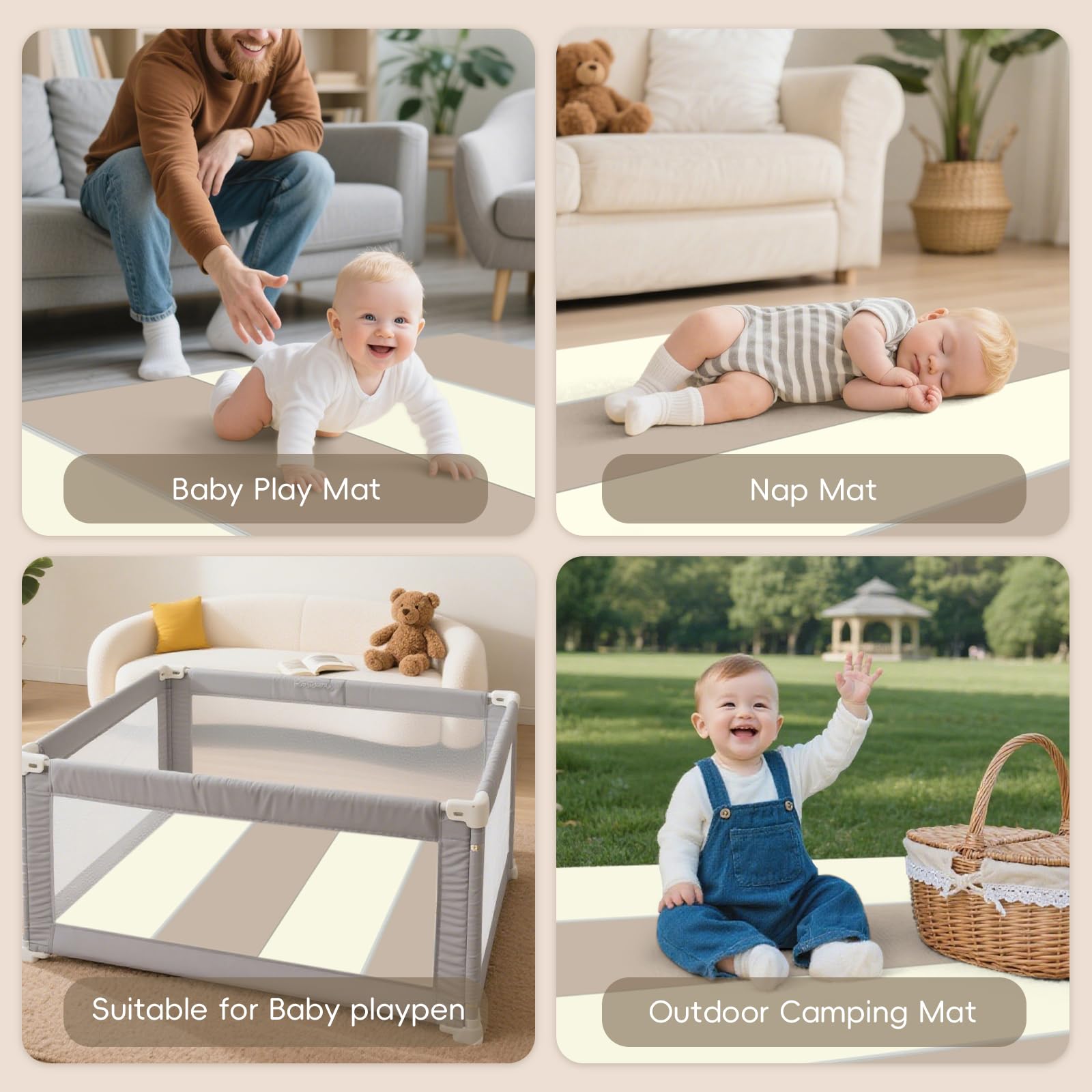 Suihuooo baby play mat foldable design saves space in small homes.