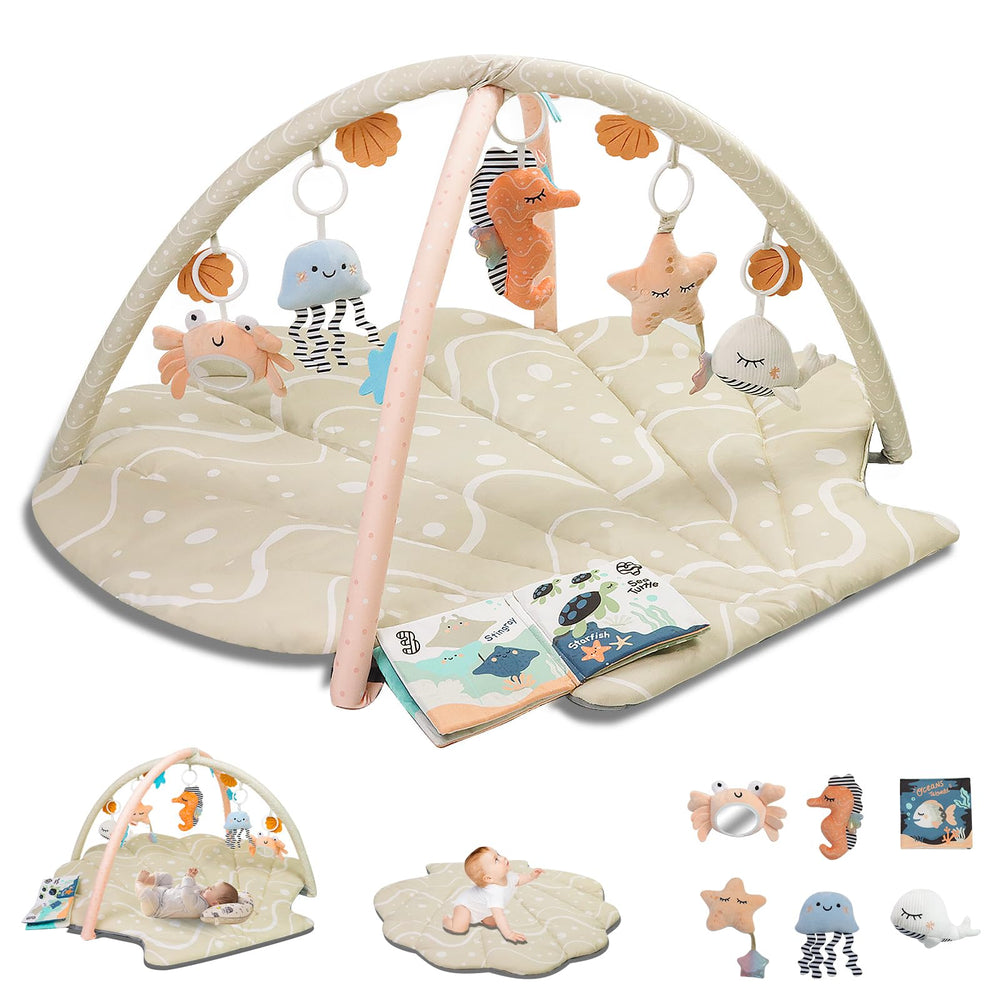 Suihuooo baby play mat oversize shell provides a spacious space for exploratory moves