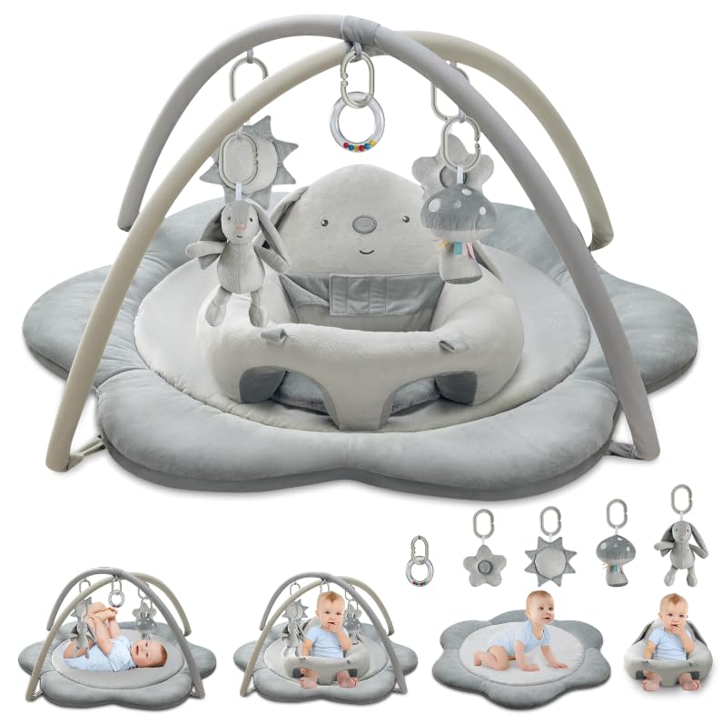 Suihuooo baby seat gray, gentle support for curious babies learning to sit.