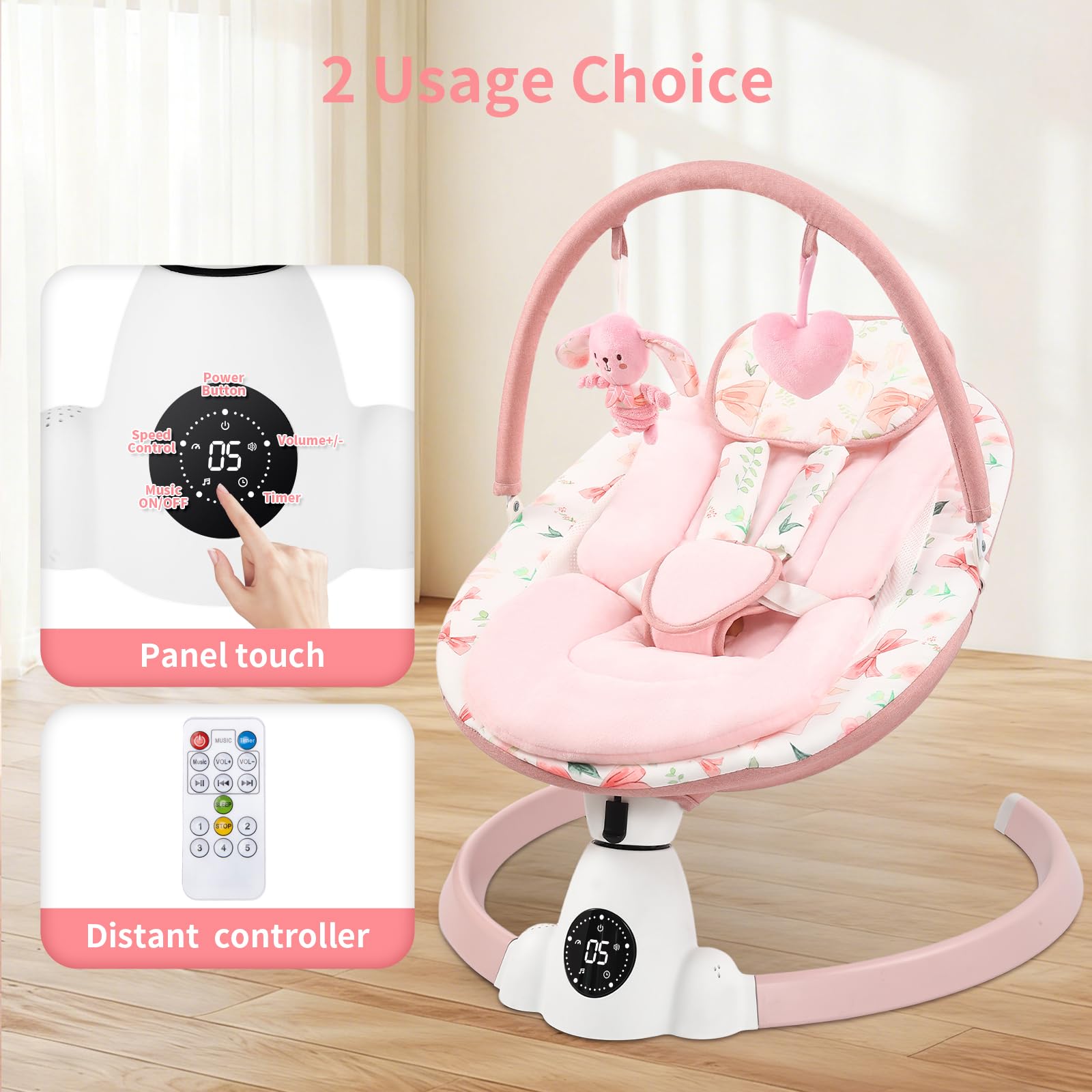 Sihuooo Baby Swing remote control and touch panel for easy operation