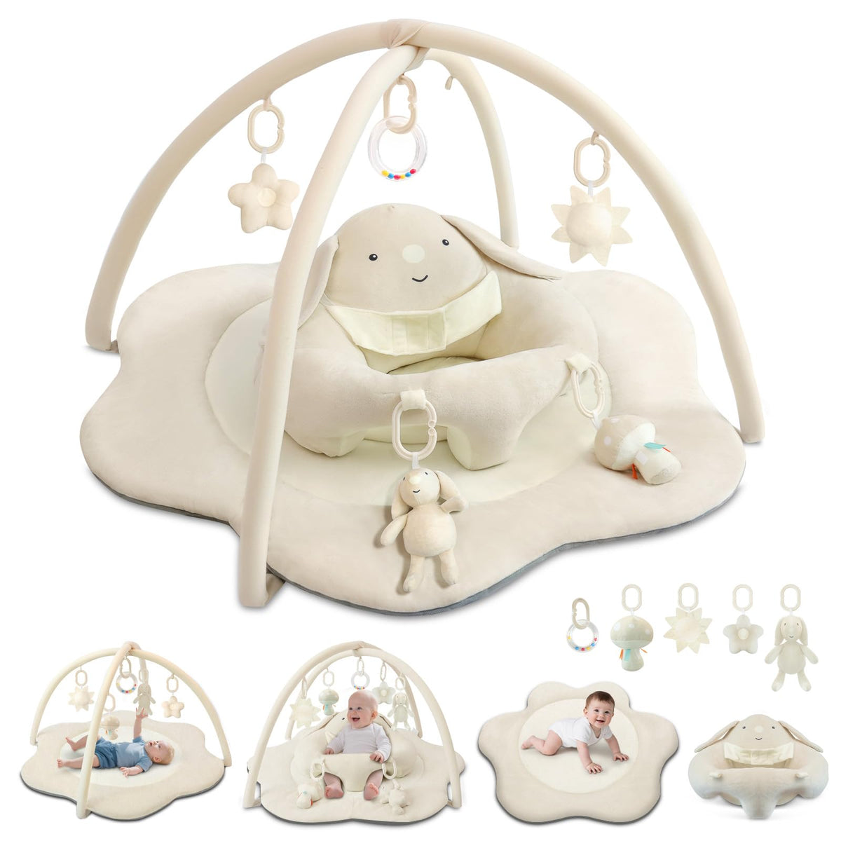 Suihuooo flower-shaped play mat for babies enhancing visual tracking and tummy-time play
