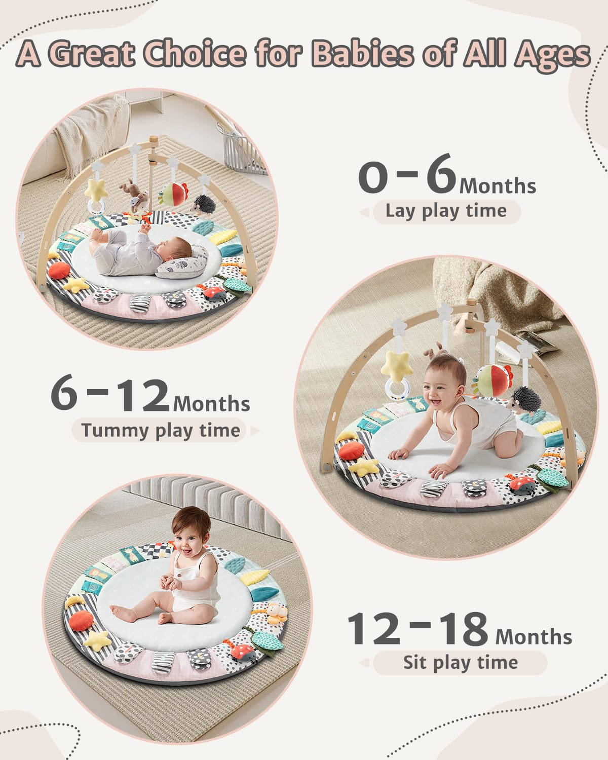 Suihuooo machine-washable fabric keeps baby safe and mat clean