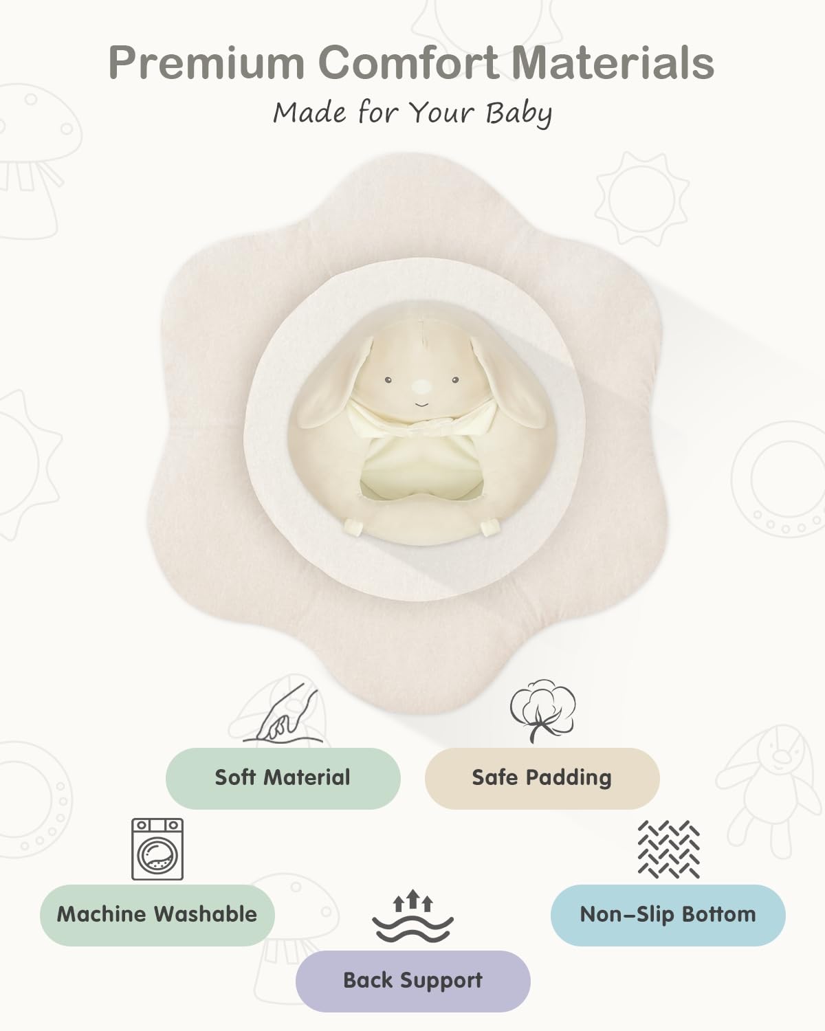 Suihuooo rabbit sit-up seat supports gentle sitting and exploration