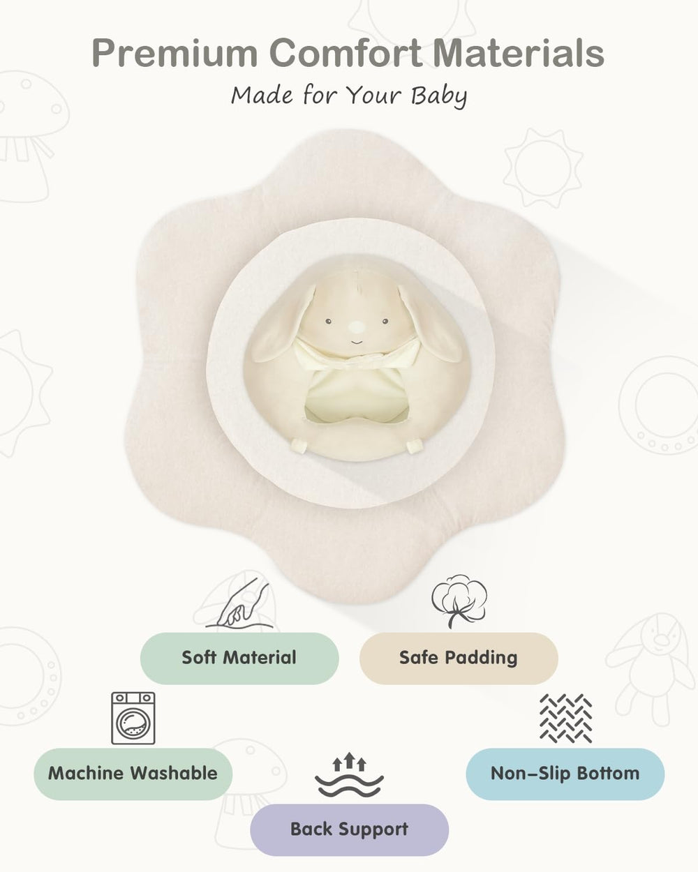 Suihuooo rabbit sit-up seat supports gentle sitting and exploration