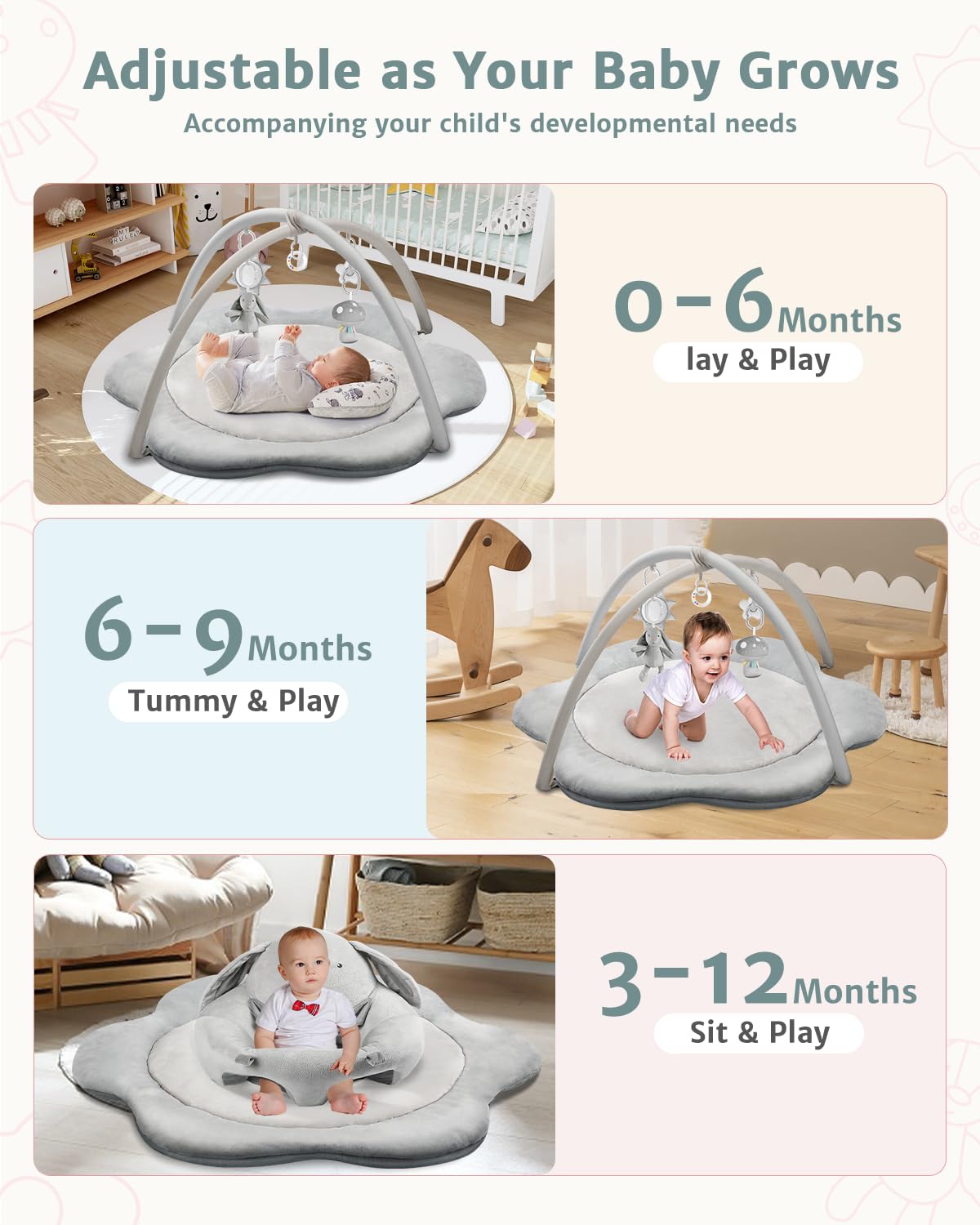 Suihuooo sitting-up support, safe space for early milestones during play.