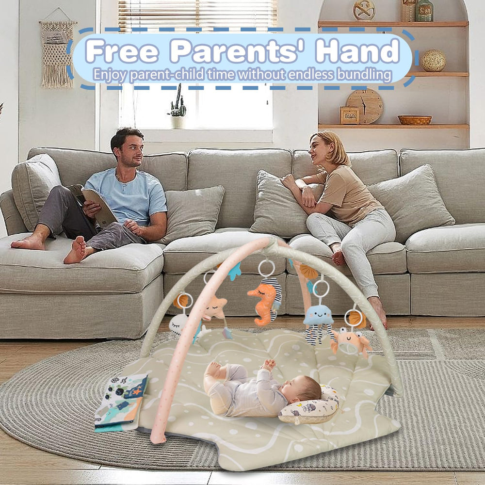 Suihuooo tummy time mat with 6 detachable toys supports early neck and core development