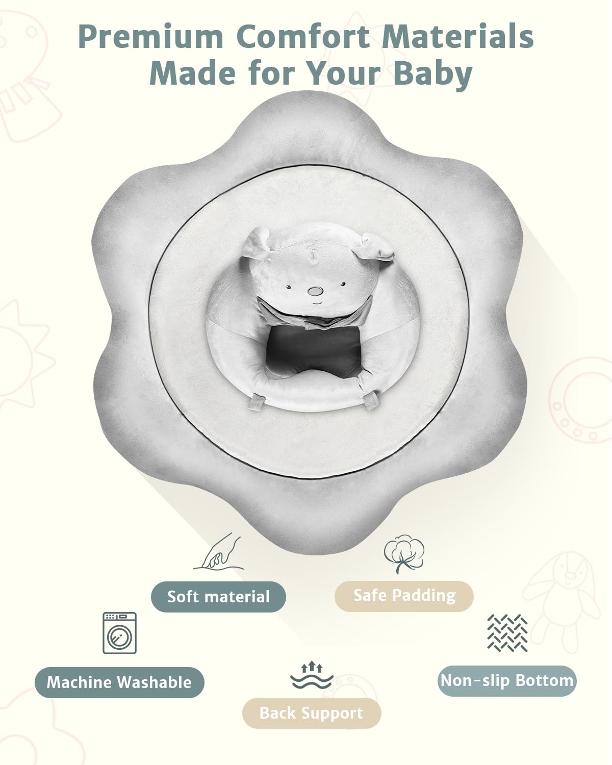 Suihuooo tummy time mat, soft surface inviting little ones to reach and stretch.