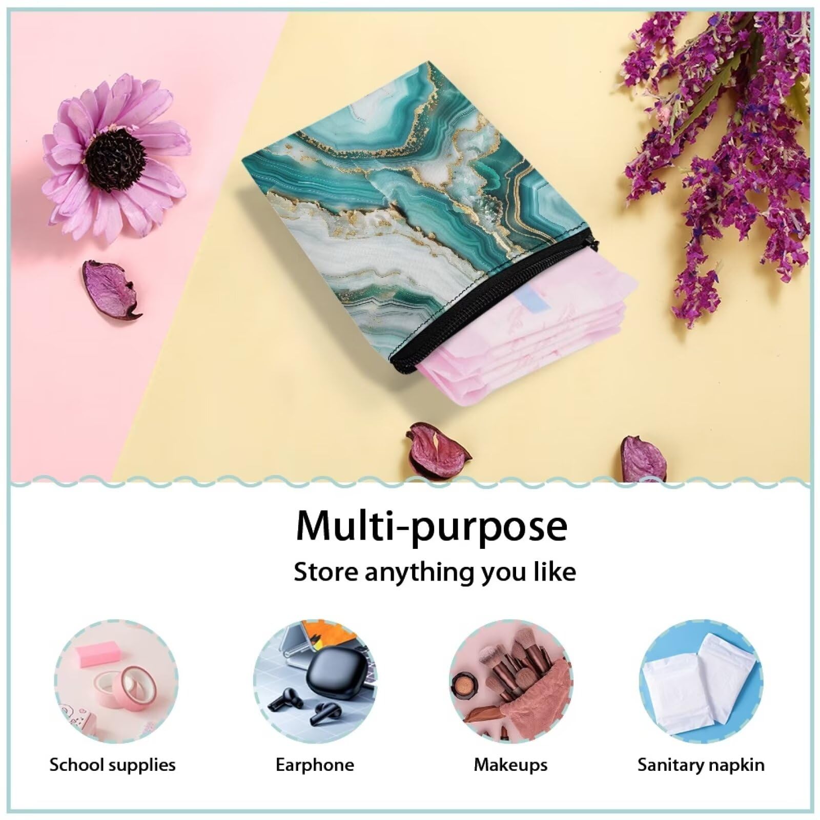 SUITOSELFY teal marble period bag durable 300D fabric for daily use