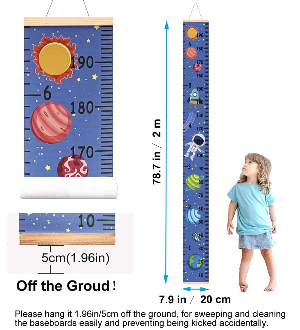 SUJAYU Growth Chart with removable wood hanging for simple wall setup