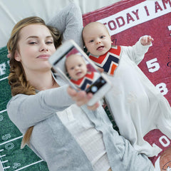 SUKOON Football Milestone Blanket fabric closeup reveals ultra-soft fleece for cozy snuggles