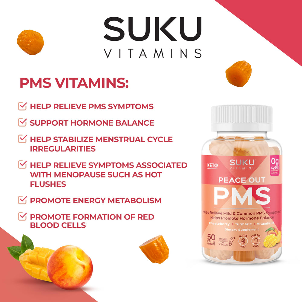 SUKU PMS Gummy closeup gummies in a dish for an easy daily chew.