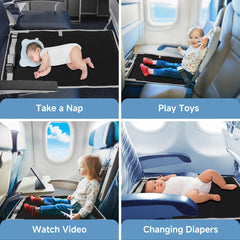Sukubiui airplane bed with strap system for secure on-seat installation.