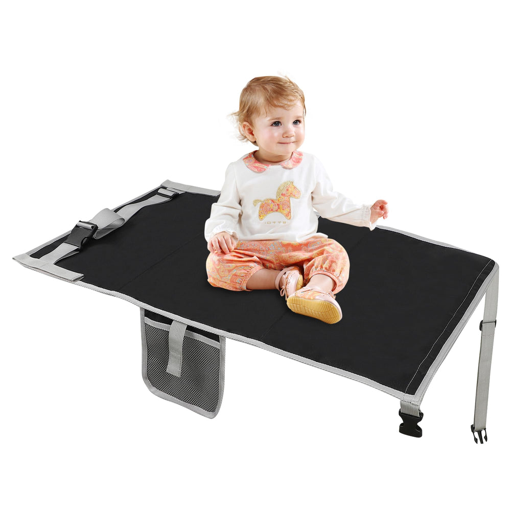 Sukubiui toddler airplane bed folded compact for easy carry in a diaper bag.