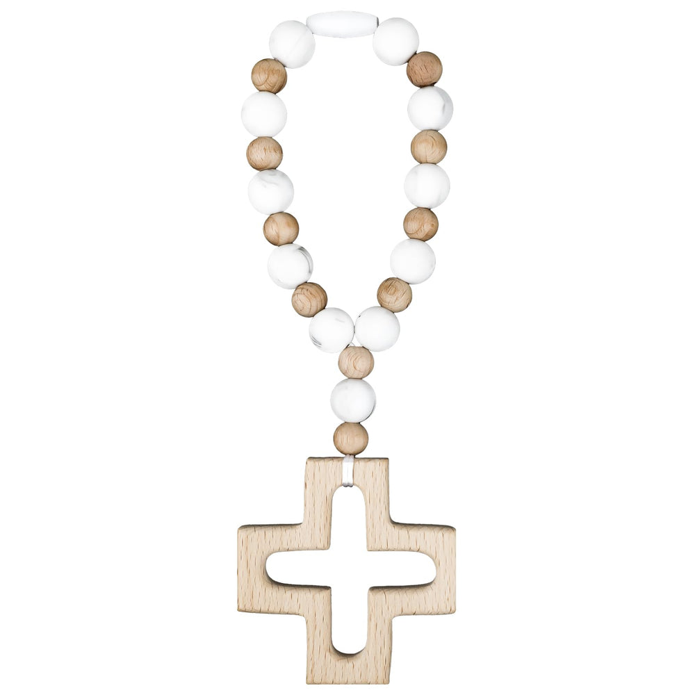 Sumalon cross baptism silicone rosary close-up of cross for a baptism keepsake