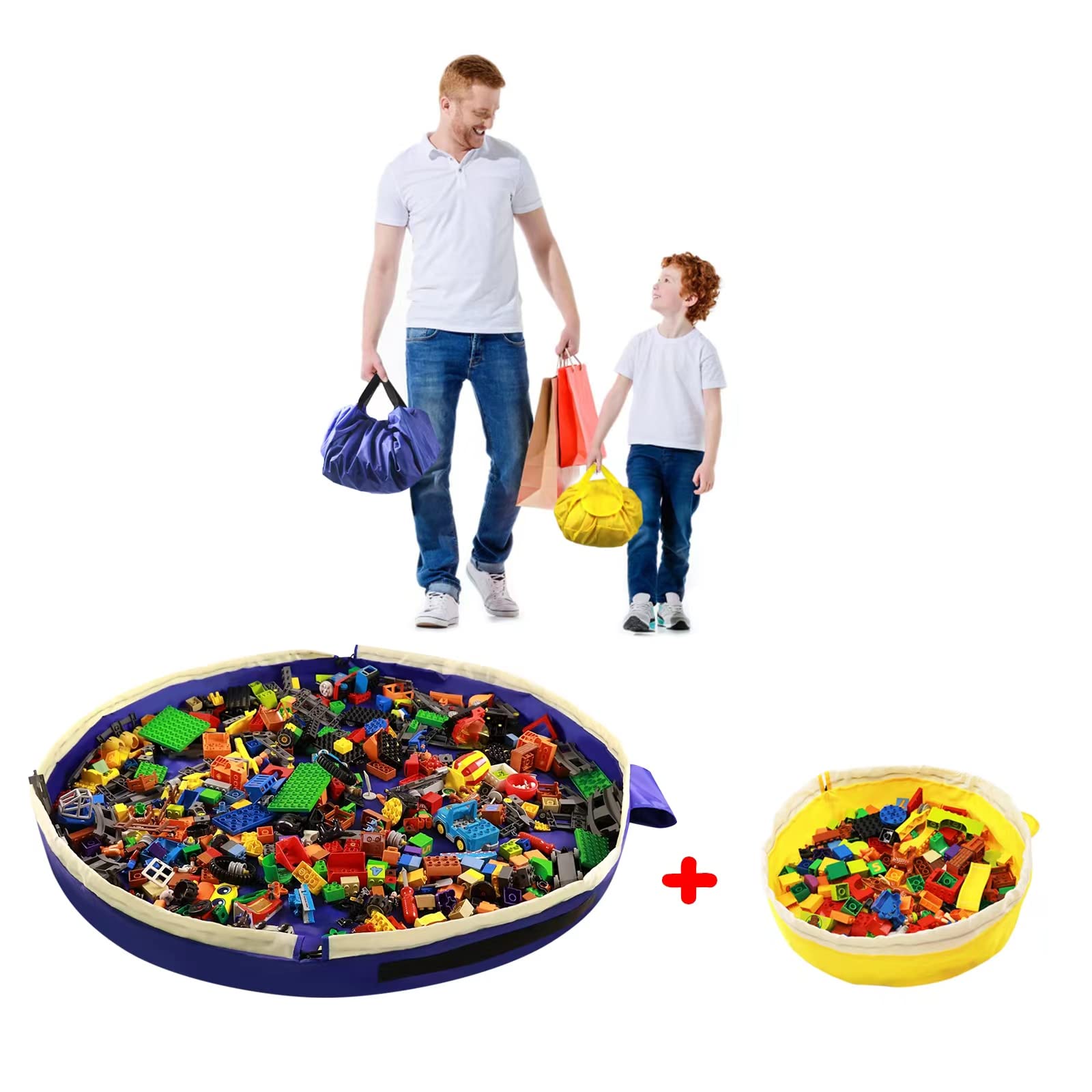 SUMBABO big blue toy storage mat laid flat for spacious play area and easy cleanup