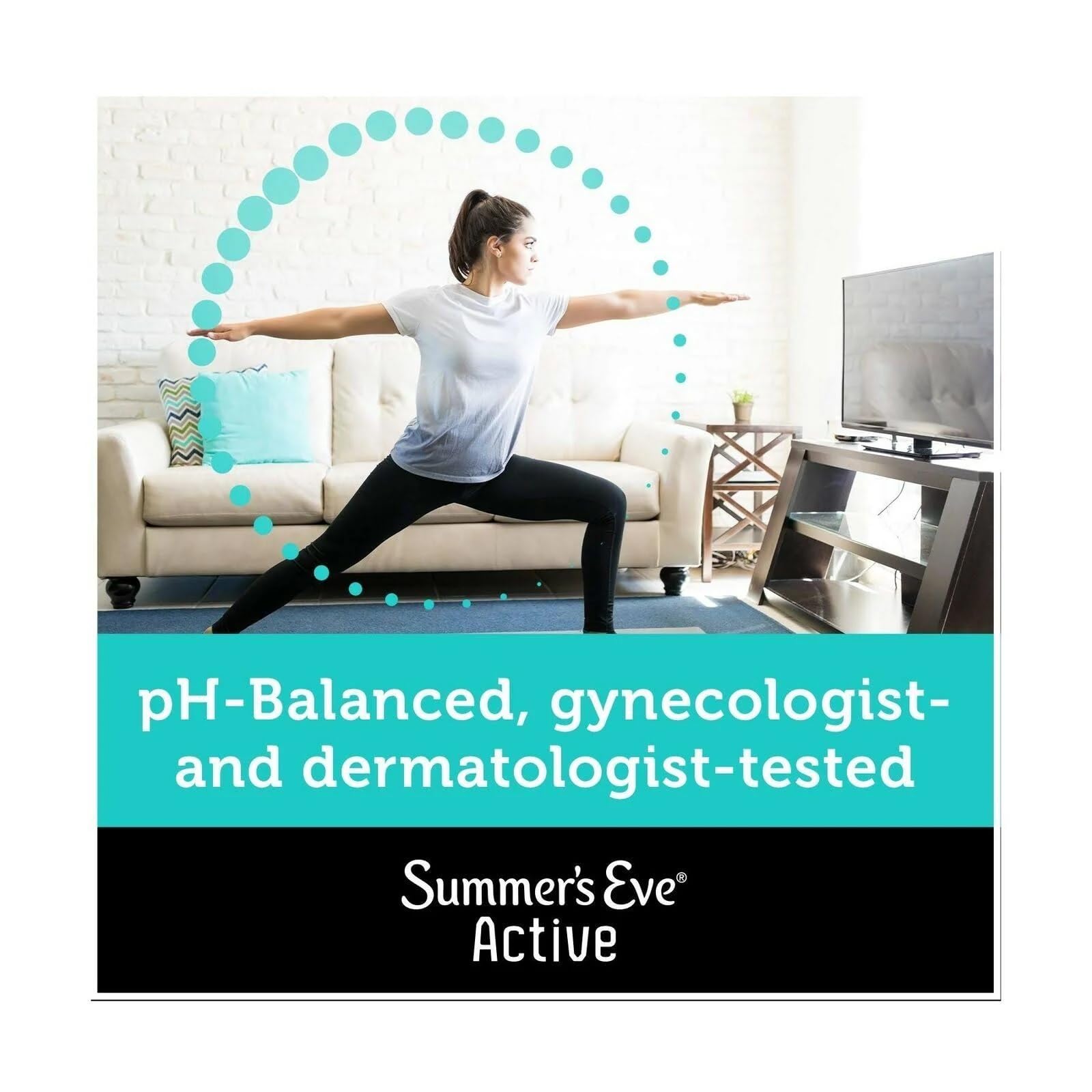 Summer's Eve Active Daily Wipes with a pH-balanced formula for sensitive skin