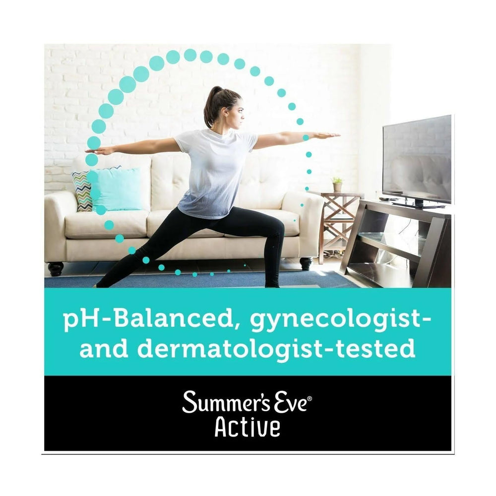 Summer's Eve Active Daily Wipes with a pH-balanced formula for sensitive skin