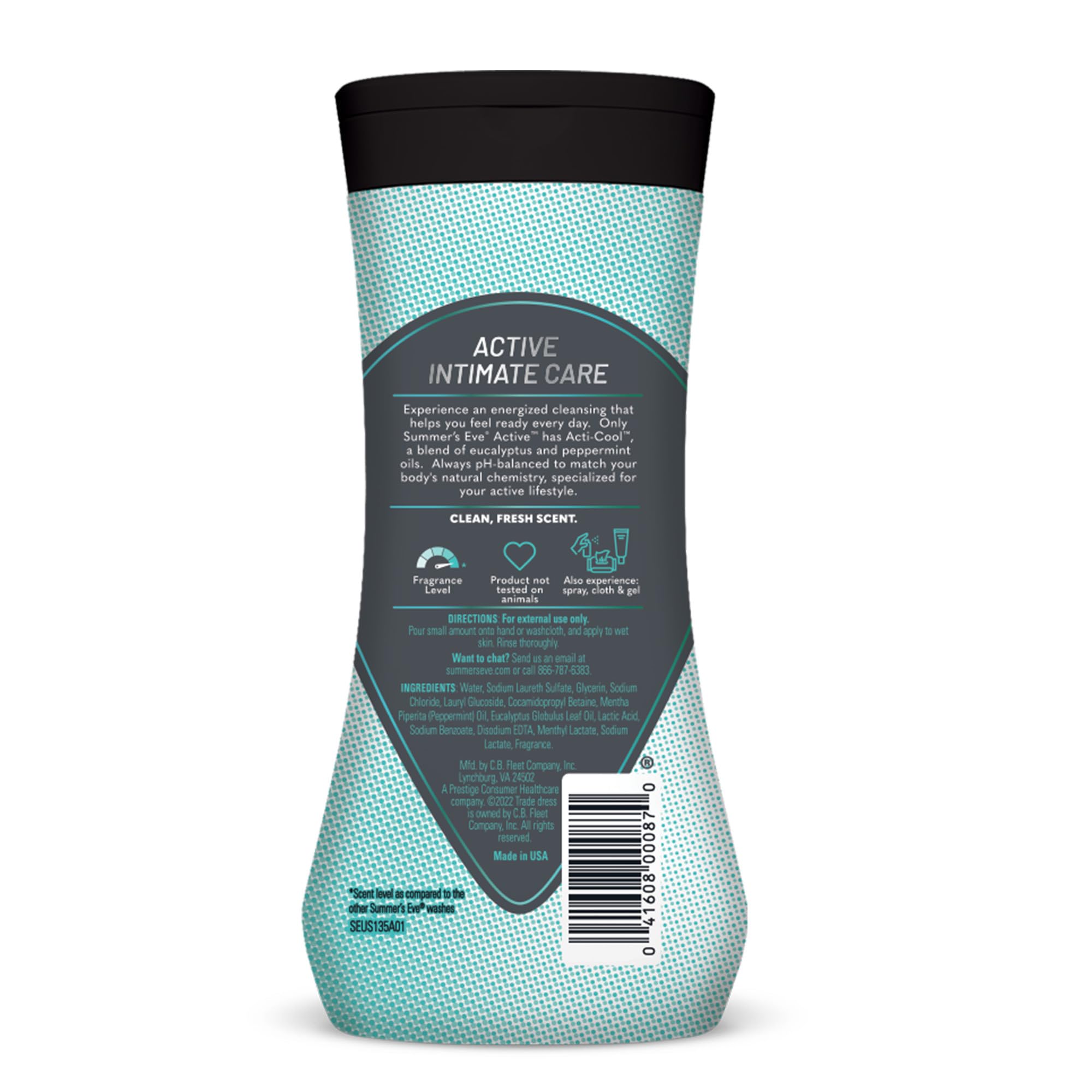Summer's Eve Active sensitive skin image conveys gentle care for delicate areas.