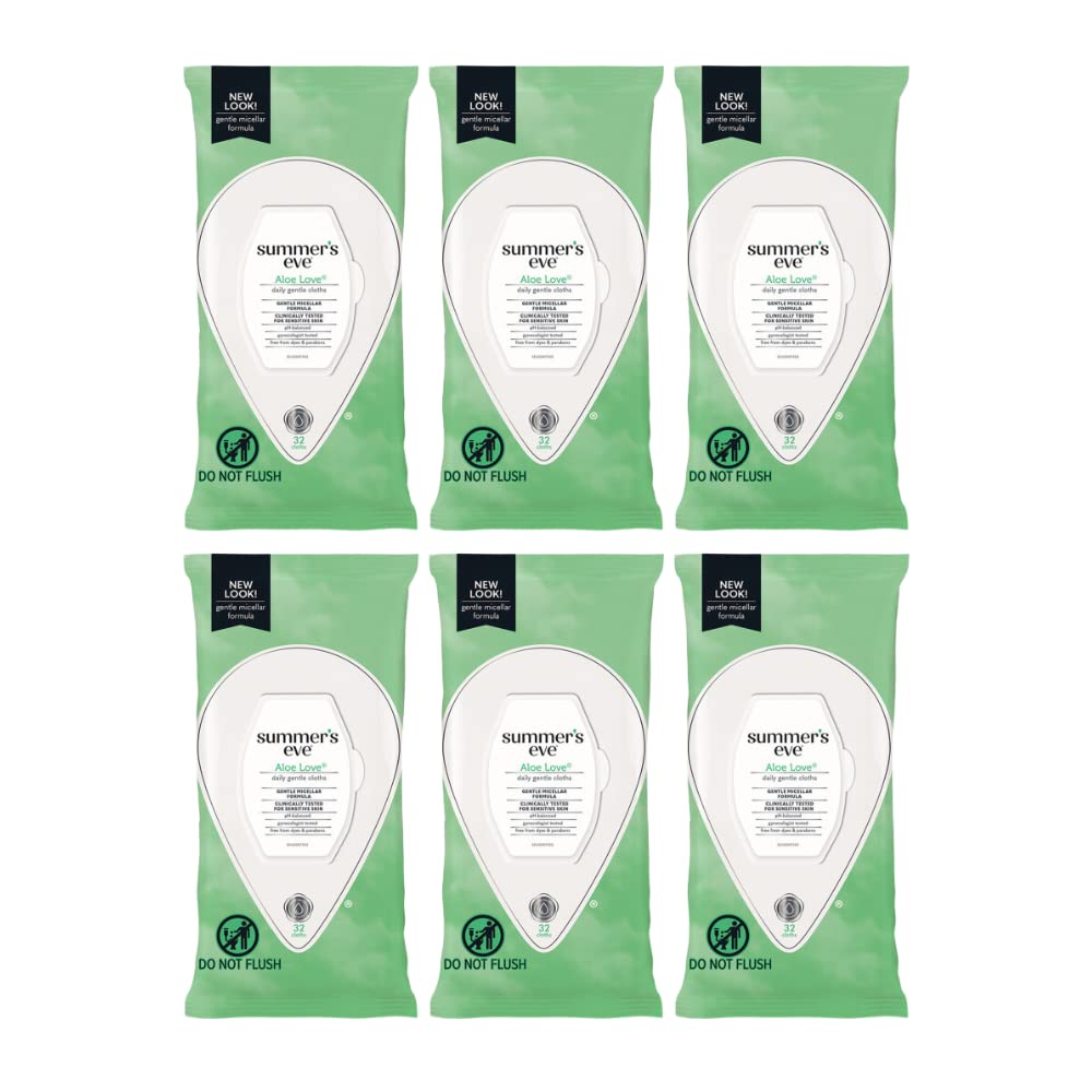 Front view of Summer's Eve Aloe Love cleansing wipes pack for on-the-go freshness.