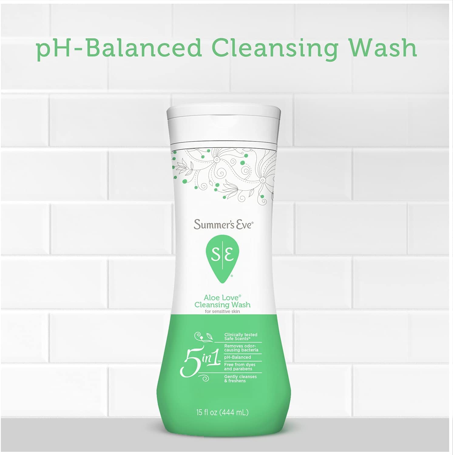 Summer's Eve Aloe Love micellar cleansing closeup emphasizes odor removal that's gentle
