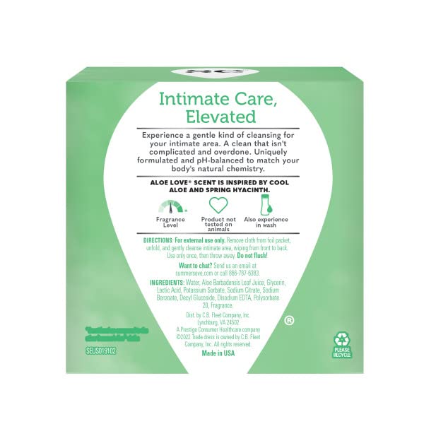 Gentle cleansing with Aloe Love wipes for everyday freshness.
